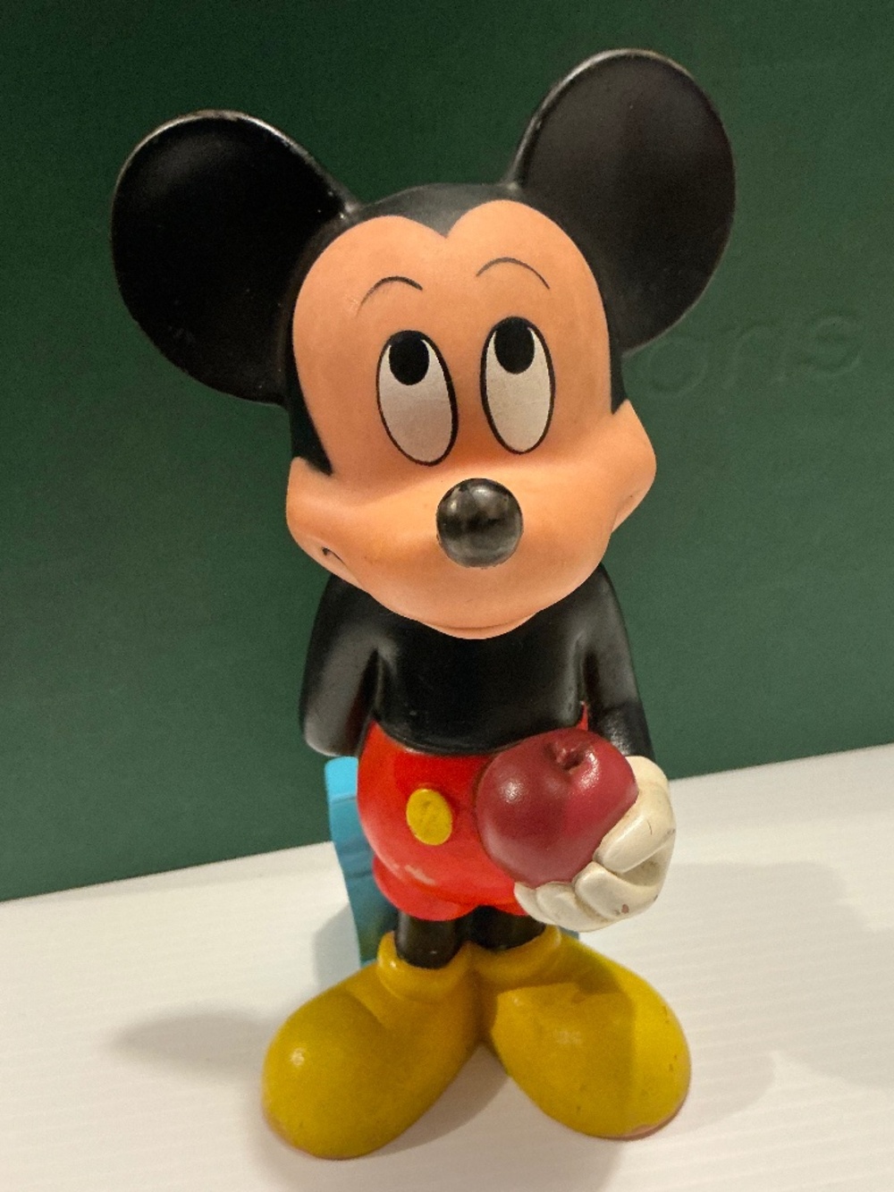 Vintage 1970’s Disney Mickey Mouse Squeak Toy Holding Gift Box Made in Taiwan